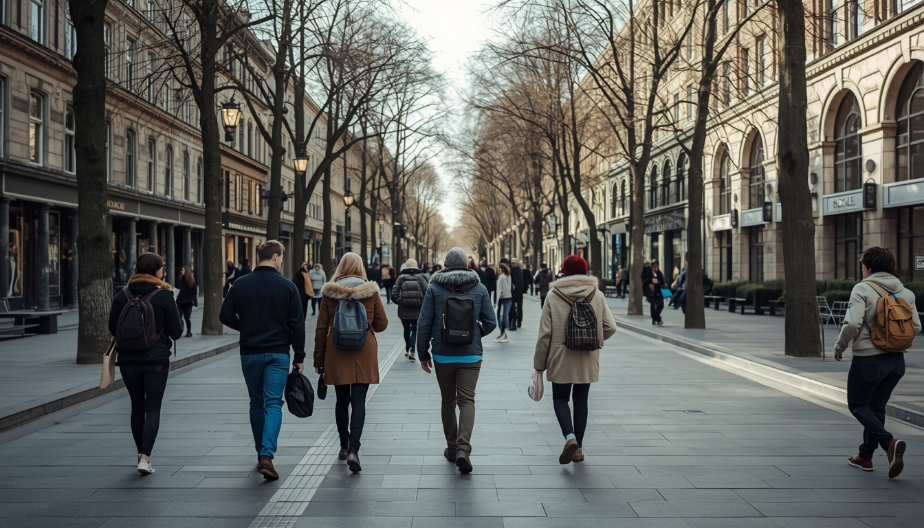 Mensen die genieten van wandelen in een stedelijke omgeving